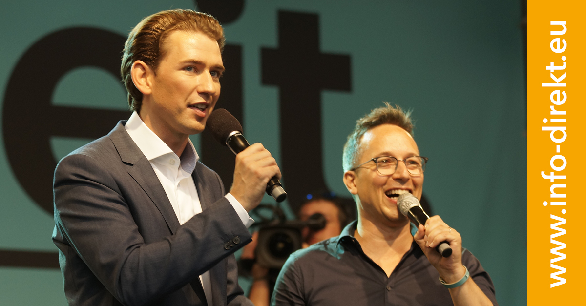 Ankündigungsminister Sebastian Kurz mit ÖVP-Sprecher Peter L. Eppinger