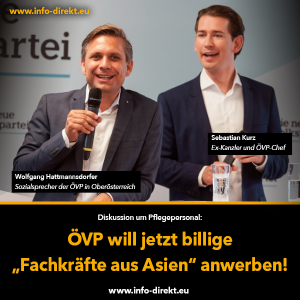 Info-DIREKT-Grafik: "ÖVP will jetzt billige "Fachkräfte aus Asien" anwerben!
