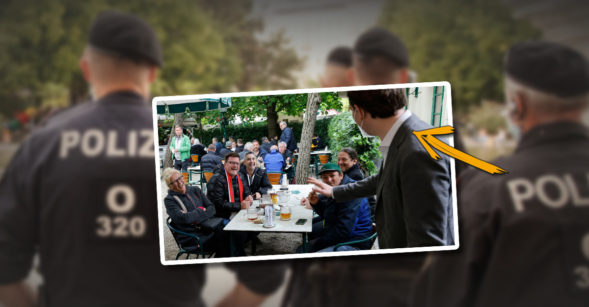 Buh-Rufe und Polizei-Schutz für Kanzler Kurz bei Gastro-Öffnung