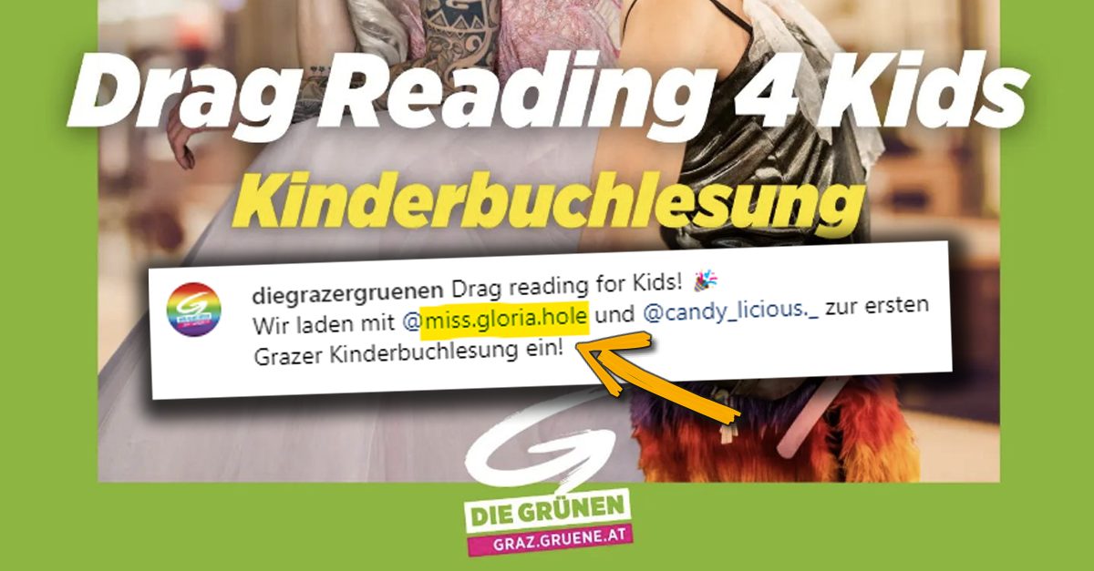 Grüne Graz: Drag-Queen mit perversen Porno-Namen soll Kindern vorlesen!