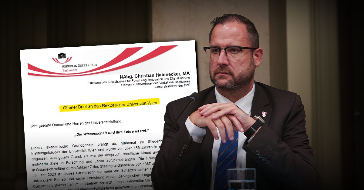 "Cancel Culture": FPÖ-Hafenecker wirft Uni Wien Hexenjagd vor