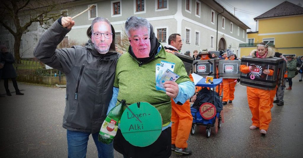 "ORF-Zwangsbeglücker" sorgen bei Faschingsumzug für Lacher