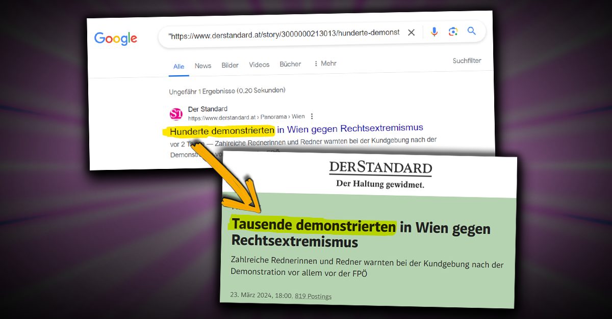 Antifa-Demo: "Der Standard" beim Flunkern erwischt