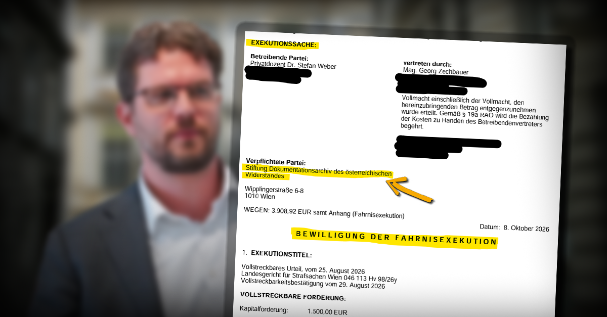 Nächster DÖW-Skandal: Gericht bewilligt Exekution gegen DÖW!